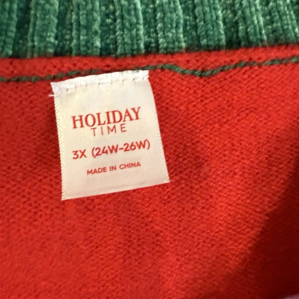 Holiday Time 3X Plus Christmas Sweater Red Merry Christmas Ugly Xmas Pullover - Picture 11 of 11